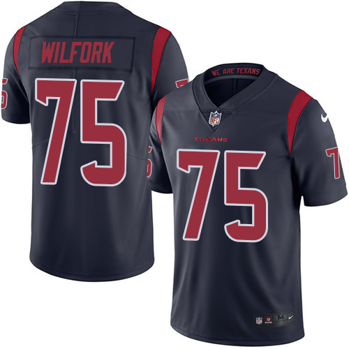 Men's Limited Vince Wilfork Nike Jersey Navy Blue - #75 Rush NFL Houston Texans